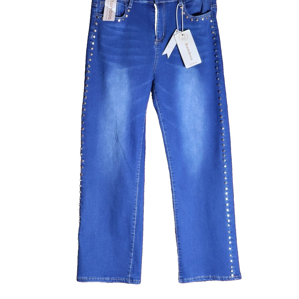 NWT Bamboo NY 15 Blue Jeans High Rise Straight Leg Stretch Denim Pants